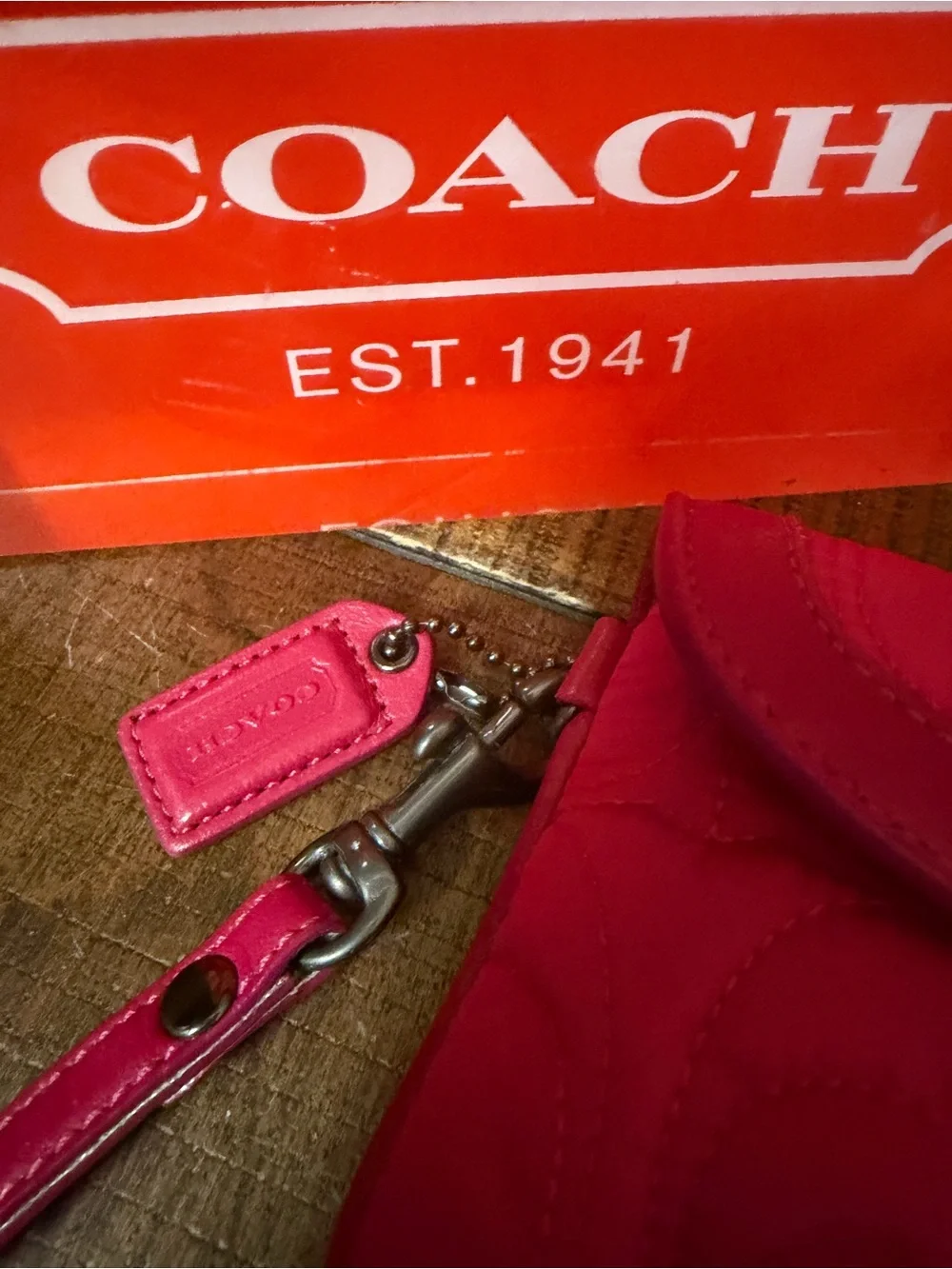 Coach Y2K SoHo Pink Quilted Wristlet